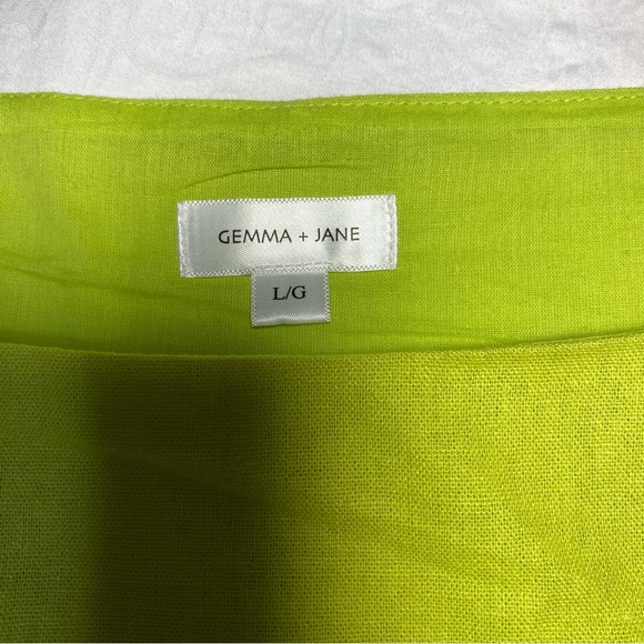 Linen Lined Crop Top Zip Side Lime Green Large Fitted Relaxed Fit Women’s Large - Picture 6 of 6